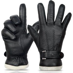 Men's Leather Gloves Dress Leather Gloves Cashmere Lined Men's Driving Gloves